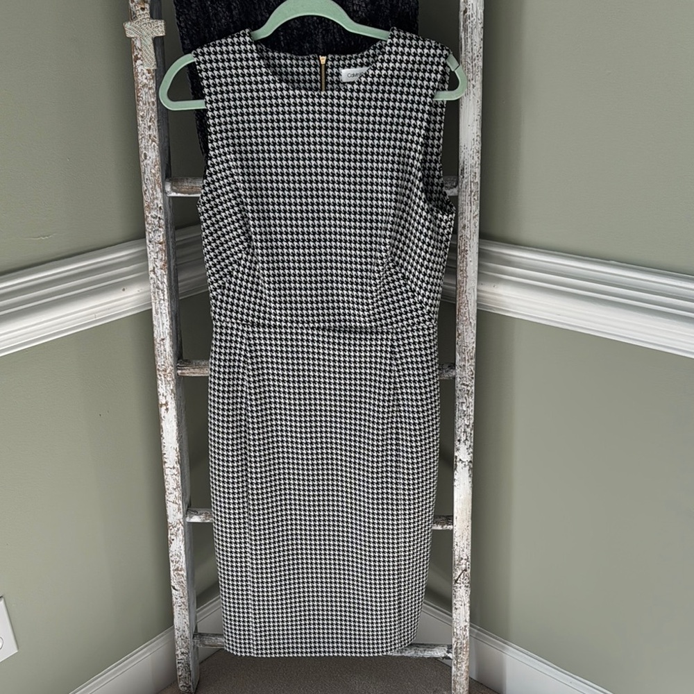 Calvin Klein classic Black and White houndstooth dress